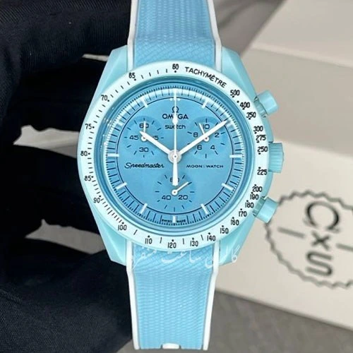 ساعت مچی سواچ مدل Omega Swatch Mission To The Moon بند رابر