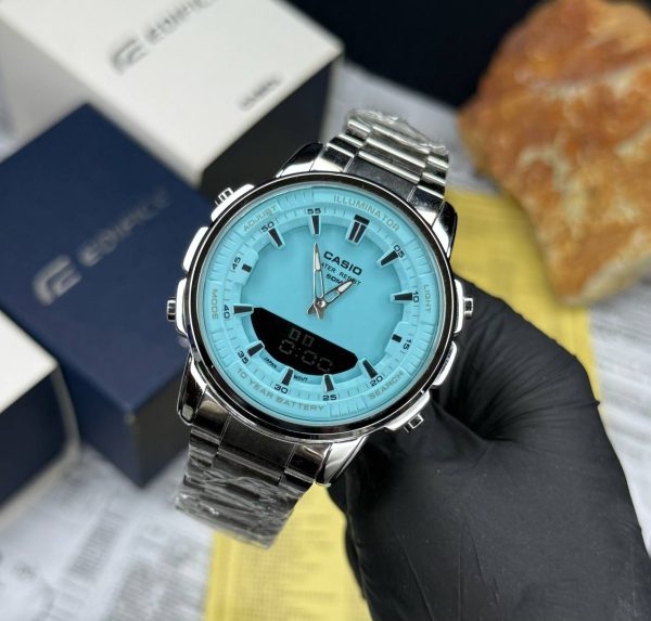 ساعت مچی مردانه کاسیو دو زمانه استیل صفحه تیفانی casio