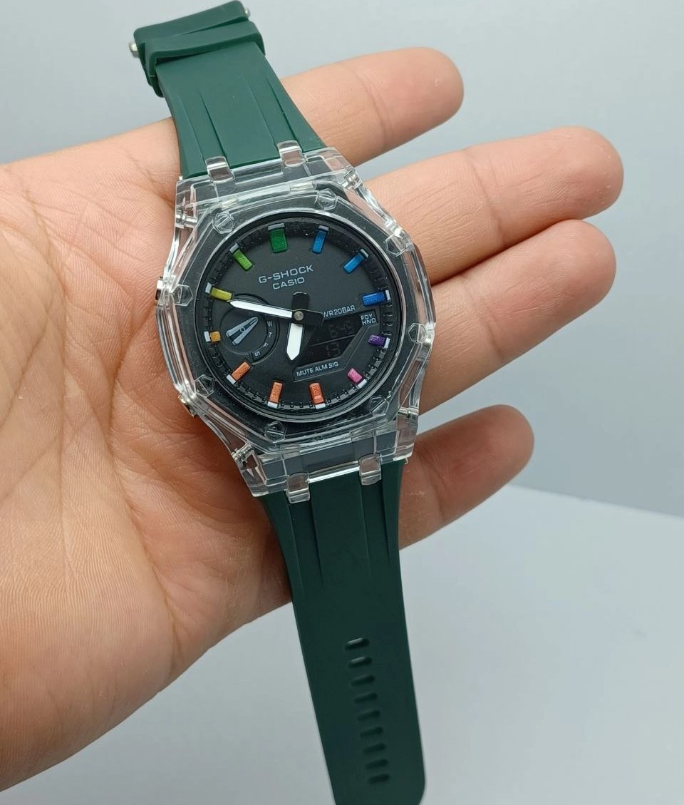 ساعت مردانه جی شاک پمپی 2100 سبز صفحه مشکی G-Shock