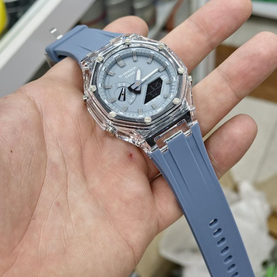 ساعت مردانه جی شاک پمپی 2100 آبی یخی صفحه آبی G-Shock