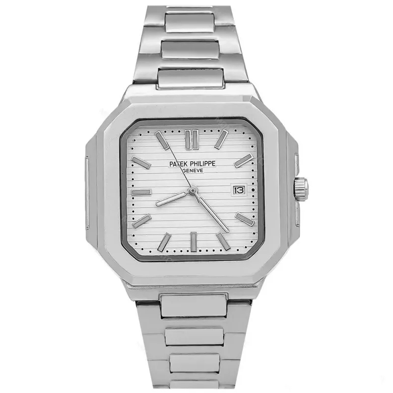 ساعت مچی مردانه پتک فیلیپ مربعی سفید patek philippe