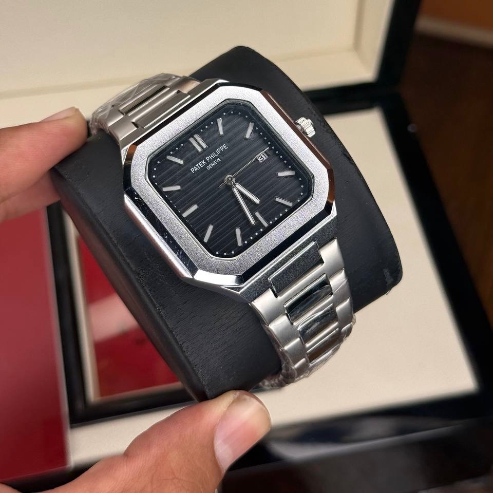 ساعت مچی مردانه پتک فیلیپ مربعی مشکی patek philippe