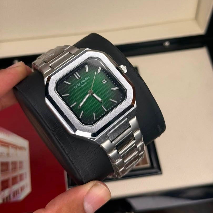 ساعت مچی مردانه پتک فیلیپ مربعی سبز patek philippe