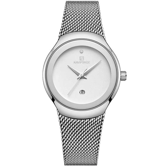 ساعت مچی زنانه نیوی فورس مدل NF5004-S-W با بند استیل