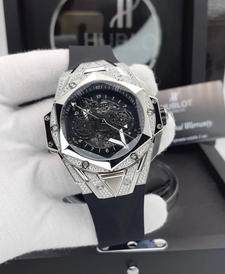 ساعت مردانه فول نگین هابلوت کهکشانی کرنوگراف Hublot