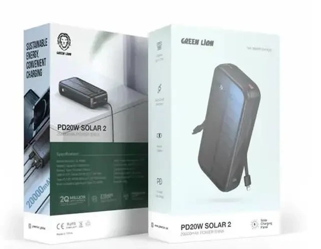 پاوربانک گرین لاین مدل PD20W solar 2 ظرفیت 20000 میلی آمپر ساعت