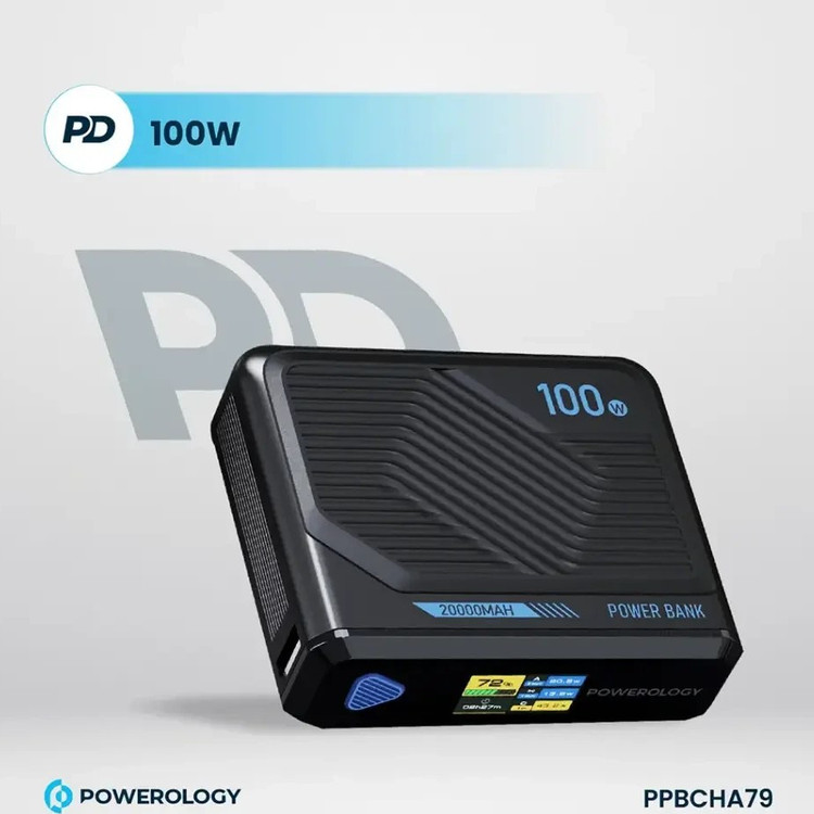 پاوربانک 100 وات پاورولوژی مدل PPBCHA79 ظرفیت 20000 میلی آمپر ساعت