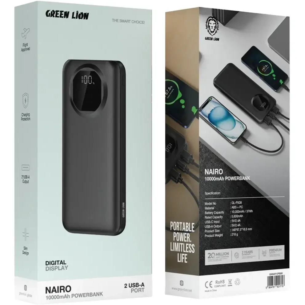 پاوربانک گرین لاین مدل Nairo ظرفیت 20000 میلی /لمپر ساعت