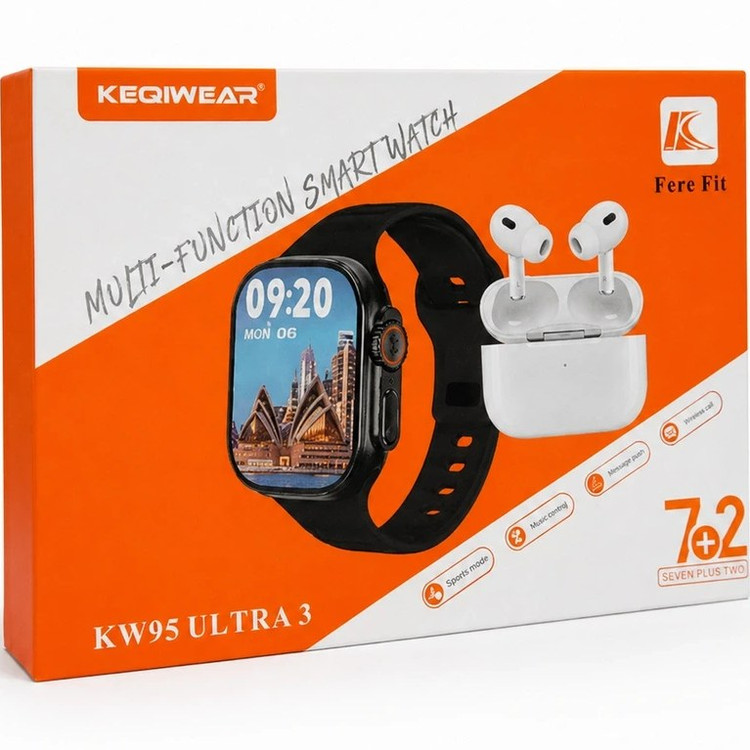 ساعت هوشمند اپل واچ KW95 Ultra 3 با ۷ بند و ایرپاد
