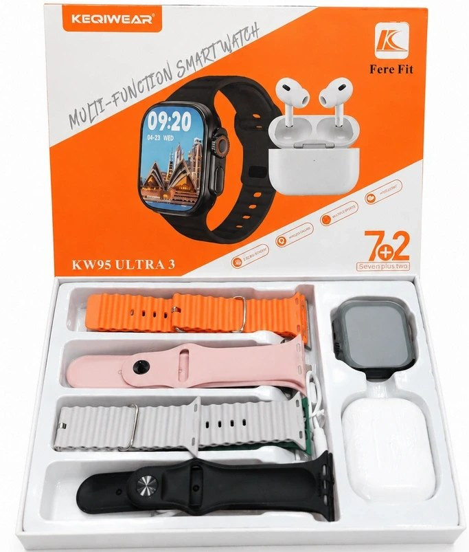 ساعت هوشمند اپل واچ KW95 Ultra 3 با ۷ بند و ایرپاد