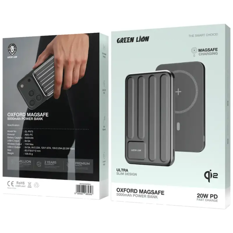 پاوربانک گرین لاین آکسفورد مگسیف ۵۰۰۰ میلیآمپر Green Lion Oxford Magsafe
