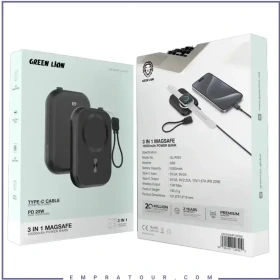 پاور بانک 3 در 1 مگ سیف گرین Green 10000mAh 3 In 1 MagSafe Power Bank