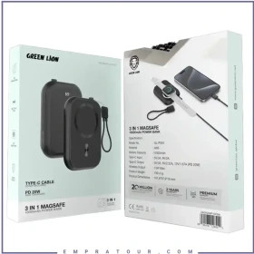 پاور بانک 3 در 1 مگ سیف گرین Green 10000mAh 3 In 1 MagSafe Power Bank