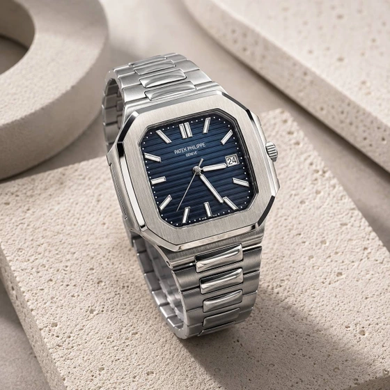 ساعت مچی مردانه پتک فیلیپ مربعی سرمه ای patek philippe