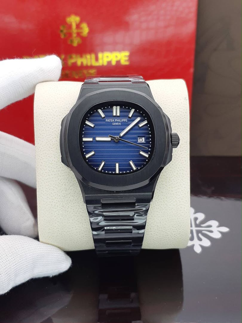 ساعت مردانه کوارتز پتک فیلیپ ناتیلوس مشکی صفحه سورمه ای Patek Philippe