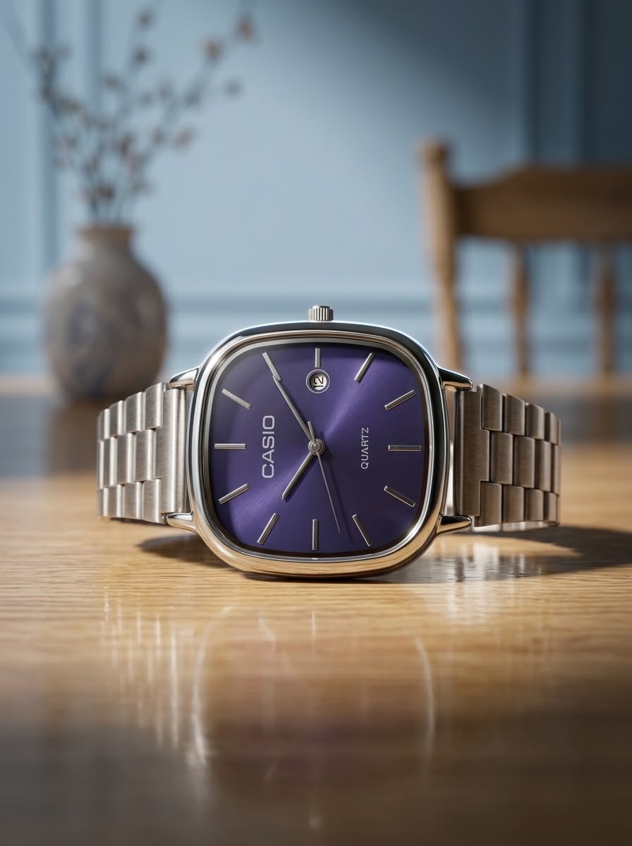 ساعت مچی مردانه کاسیو اولدمانی سیلور صفحه آبی Casio