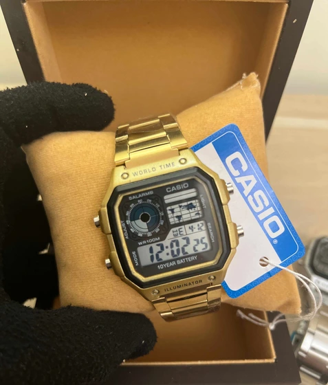 ساعت مچی مردانه کاسیو مدل AE-1200-GOLD بند استیل